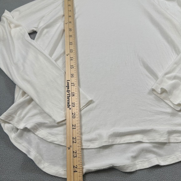 NWOT Raggs II Riches White Cowl Neck L Womens Long Sleeve Top Lightweight String - Picture 4 of 7